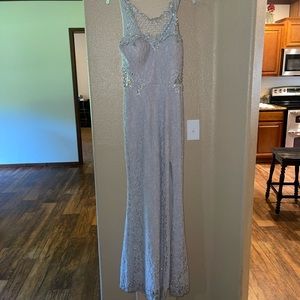 Grey sparkle floor length dress